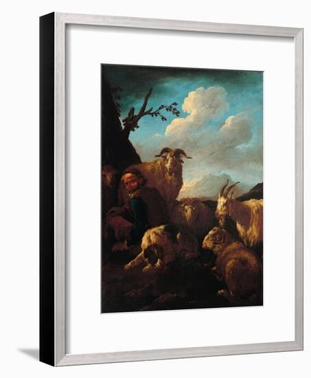 Shepherd with Animals-Rosa da Tivoli,-Framed Art Print