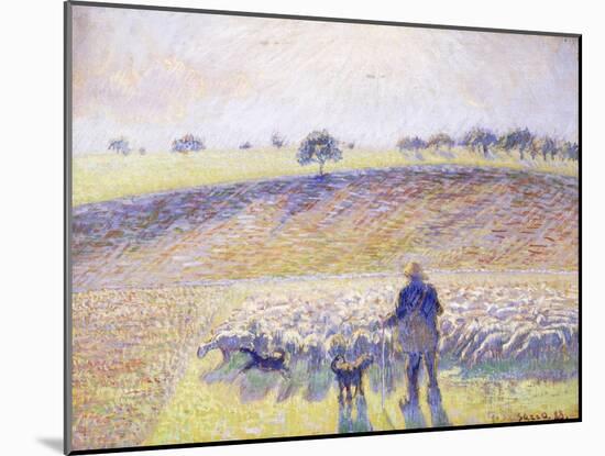 Shepherd with Sheep, 1888-Camille Pissarro-Mounted Giclee Print