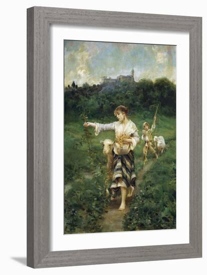 Shepherdess, 1877-Francesco Paolo Michetti-Framed Giclee Print