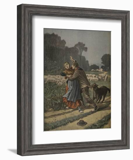 Shepherdess Defended by Her Dog, Illustration from 'Le Petit Journal: Supplement Illustre'-Henri Meyer-Framed Premium Giclee Print