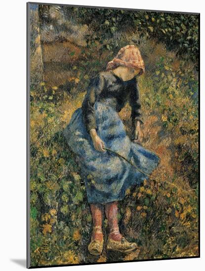 Shepherdess (Girl with a Stick)-Camille Pissarro-Mounted Art Print