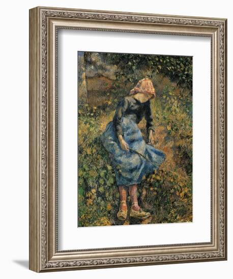 Shepherdess (Girl with a Stick)-Camille Pissarro-Framed Art Print