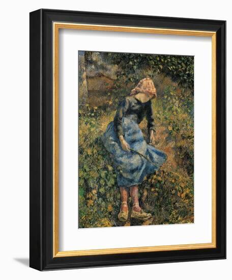 Shepherdess (Girl with a Stick)-Camille Pissarro-Framed Art Print