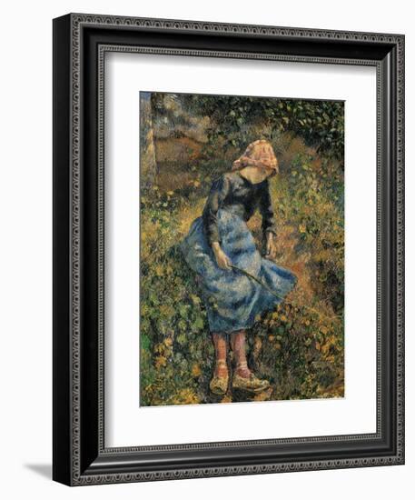 Shepherdess (Girl with a Stick)-Camille Pissarro-Framed Premium Giclee Print