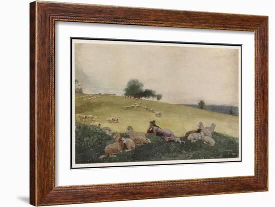 Shepherdess of Houghton Farm, 1878 (W/C & Graphite with Additions in Ink & Gouache on Cream Wove Pa-Winslow Homer-Framed Giclee Print