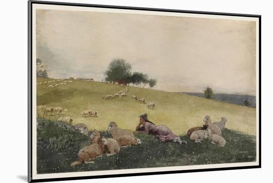 Shepherdess of Houghton Farm, 1878 (W/C & Graphite with Additions in Ink & Gouache on Cream Wove Pa-Winslow Homer-Mounted Giclee Print