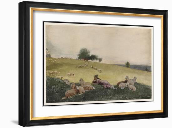 Shepherdess of Houghton Farm, 1878 (W/C & Graphite with Additions in Ink & Gouache on Cream Wove Pa-Winslow Homer-Framed Giclee Print