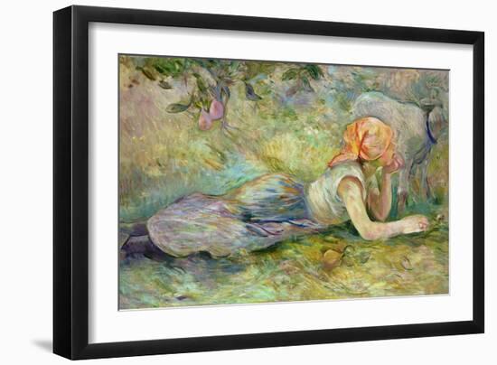 Shepherdess Resting, 1891-Berthe Morisot-Framed Giclee Print