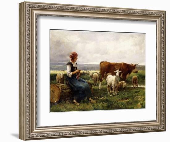 Shepherdess with Cows and Goats-Julien Dupre-Framed Giclee Print