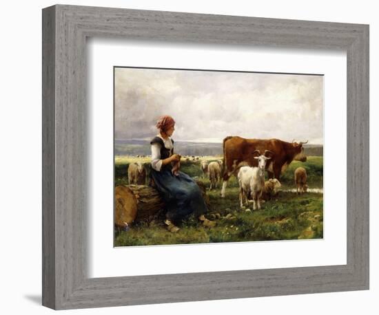 Shepherdess with Cows and Goats-Julien Dupre-Framed Giclee Print