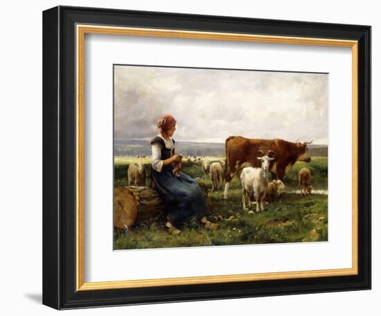 Shepherdess with Cows and Goats-Julien Dupre-Framed Giclee Print