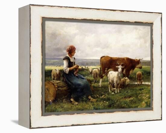 Shepherdess with Cows and Goats-Julien Dupre-Framed Premier Image Canvas