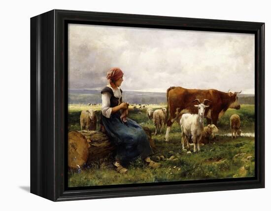 Shepherdess with Cows and Goats-Julien Dupre-Framed Premier Image Canvas