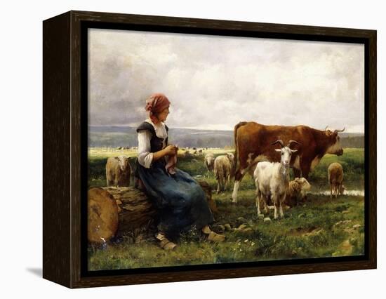 Shepherdess with Cows and Goats-Julien Dupre-Framed Premier Image Canvas