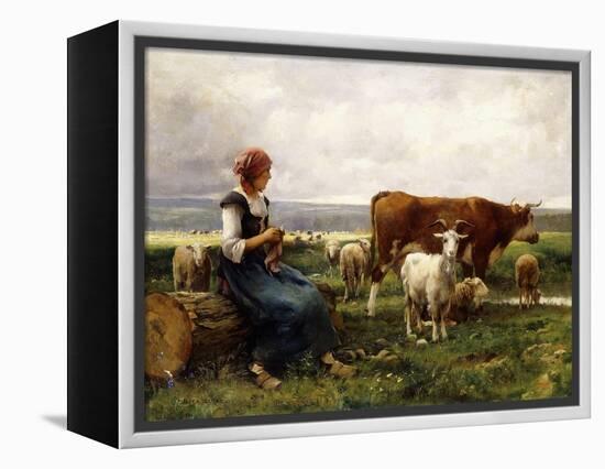 Shepherdess with Cows and Goats-Julien Dupre-Framed Premier Image Canvas