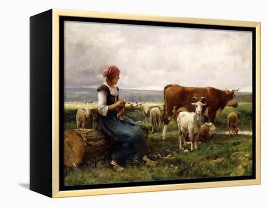 Shepherdess with Cows and Goats-Julien Dupre-Framed Premier Image Canvas