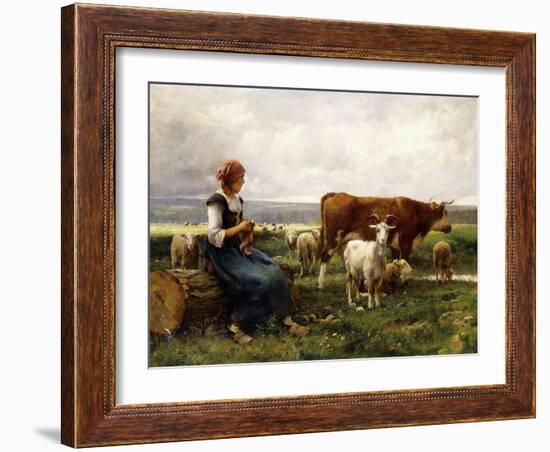 Shepherdess with Cows and Goats-Julien Dupre-Framed Giclee Print