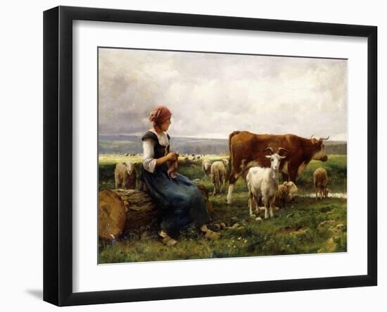 Shepherdess with Cows and Goats-Julien Dupre-Framed Giclee Print