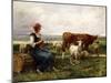 Shepherdess with Cows and Goats-Julien Dupre-Mounted Giclee Print