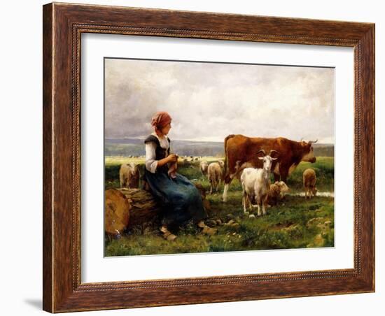 Shepherdess with Cows and Goats-Julien Dupré-Framed Giclee Print