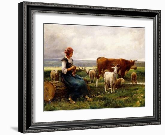 Shepherdess with Cows and Goats-Julien Dupré-Framed Giclee Print