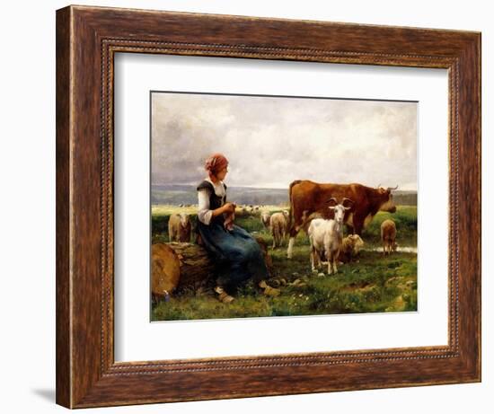 Shepherdess with Cows and Goats-Julien Dupré-Framed Giclee Print