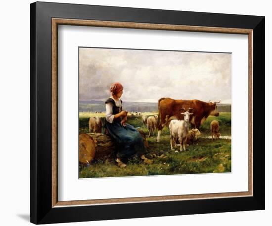 Shepherdess with Cows and Goats-Julien Dupré-Framed Giclee Print