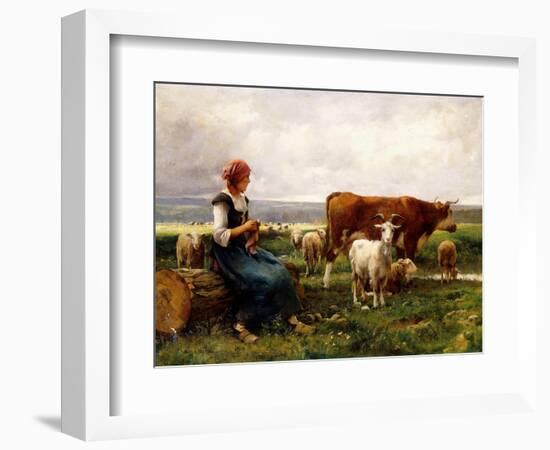 Shepherdess with Cows and Goats-Julien Dupré-Framed Giclee Print