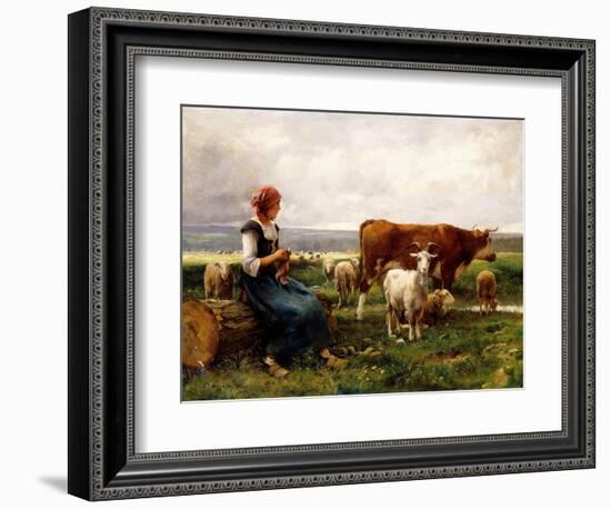 Shepherdess with Cows and Goats-Julien Dupré-Framed Giclee Print