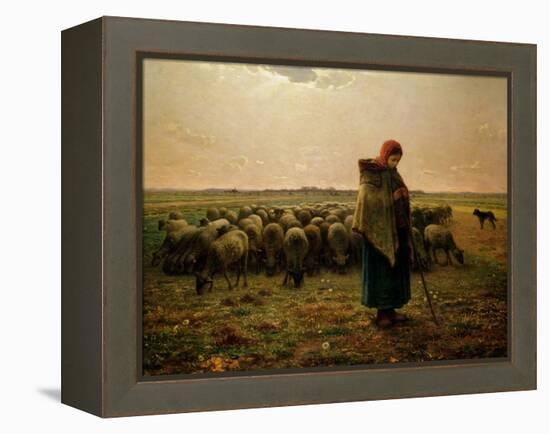 Shepherdess with Her Flock, 1863-Jean-François Millet-Framed Premier Image Canvas