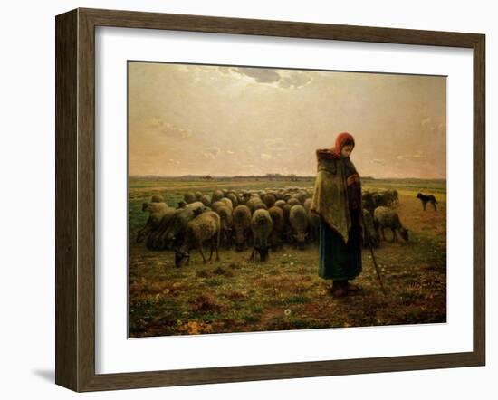 Shepherdess with Her Flock, 1863-Jean-François Millet-Framed Giclee Print