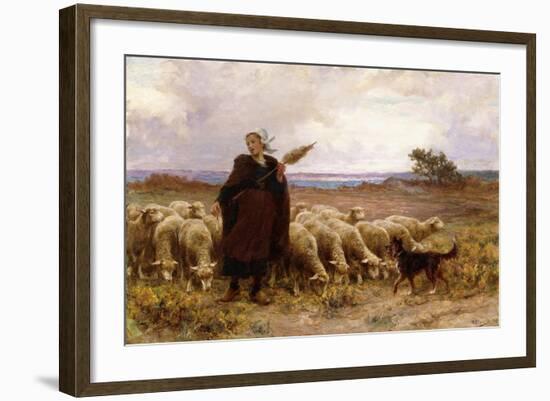 Shepherdess with Her Flock, 1907-Theophile Louis Deyrolle-Framed Giclee Print