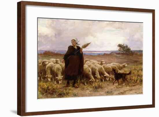 Shepherdess with Her Flock, 1907-Theophile Louis Deyrolle-Framed Giclee Print