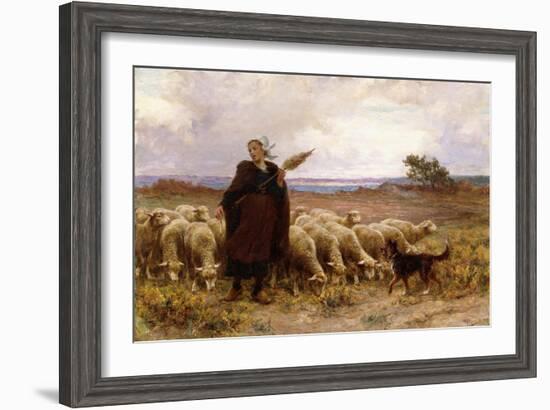 Shepherdess with Her Flock, 1907-Theophile Louis Deyrolle-Framed Giclee Print