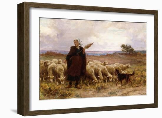 Shepherdess with Her Flock, 1907-Theophile Louis Deyrolle-Framed Giclee Print