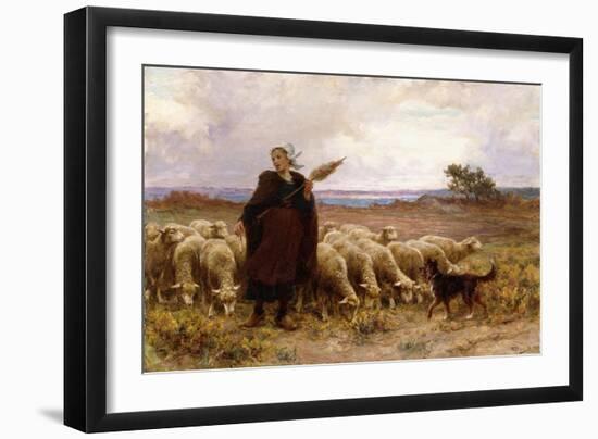 Shepherdess with Her Flock, 1907-Theophile Louis Deyrolle-Framed Giclee Print