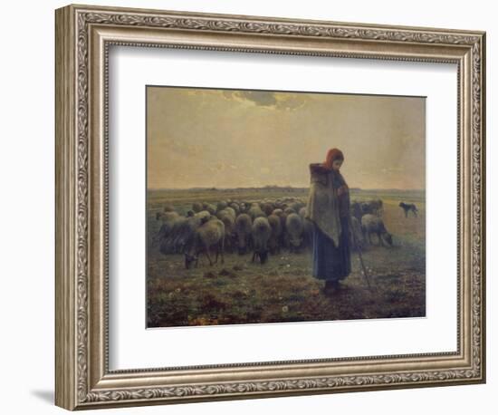 Shepherdess with Her Flock (La Grande Bergere), 1863-Jean-Fran?ois Millet-Framed Giclee Print