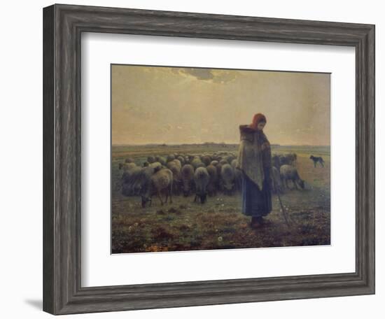 Shepherdess with Her Flock (La Grande Bergere), 1863-Jean-Fran?ois Millet-Framed Giclee Print