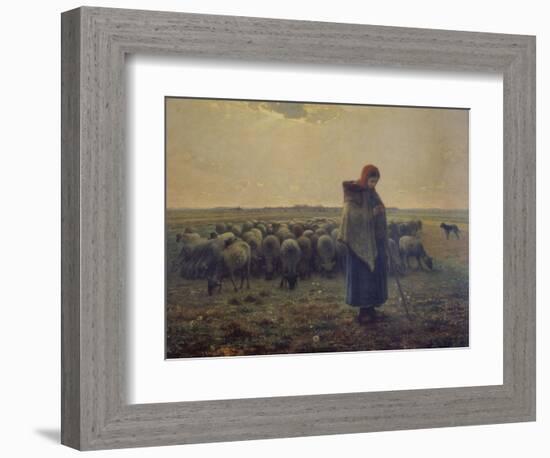 Shepherdess with Her Flock (La Grande Bergere), 1863-Jean-Fran?ois Millet-Framed Giclee Print