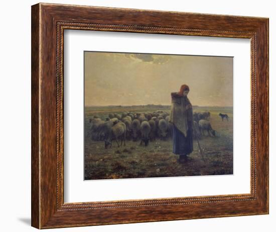 Shepherdess with Her Flock (La Grande Bergere), 1863-Jean-Fran?ois Millet-Framed Giclee Print