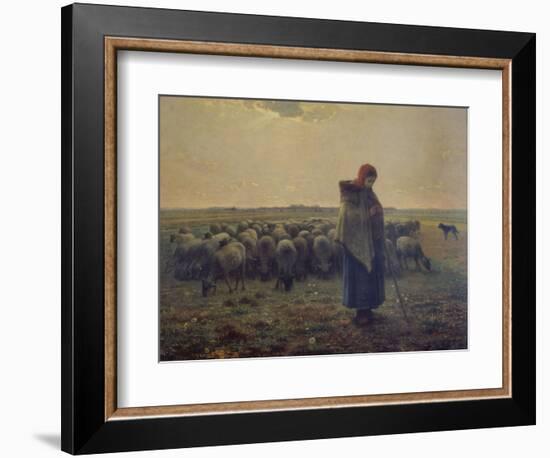 Shepherdess with Her Flock (La Grande Bergere), 1863-Jean-Fran?ois Millet-Framed Giclee Print