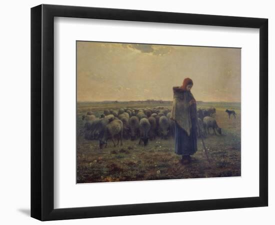 Shepherdess with Her Flock (La Grande Bergere), 1863-Jean-Fran?ois Millet-Framed Giclee Print