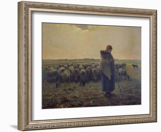 Shepherdess with Her Flock (La Grande Bergere), 1863-Jean-Fran?ois Millet-Framed Giclee Print