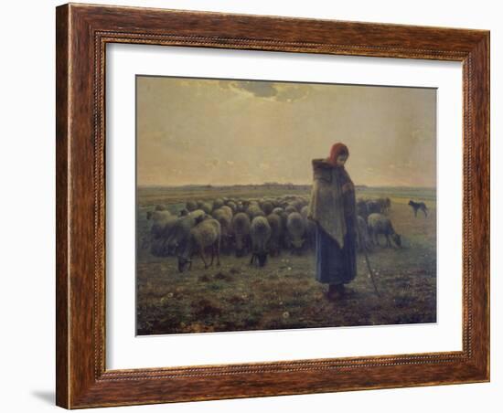 Shepherdess with Her Flock (La Grande Bergere), 1863-Jean-Fran?ois Millet-Framed Giclee Print