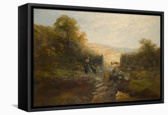 Shepherdess with Sheep-William Linnell-Framed Premier Image Canvas