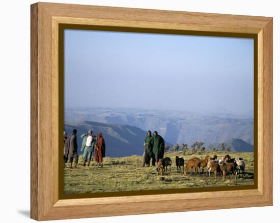 Shepherds at Geech Camp, Simien Mountains National Park, Unesco World Heritage Site, Ethiopia-David Poole-Framed Premier Image Canvas