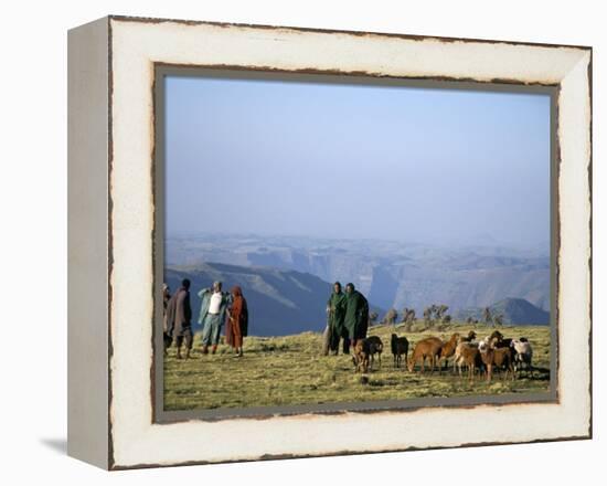 Shepherds at Geech Camp, Simien Mountains National Park, Unesco World Heritage Site, Ethiopia-David Poole-Framed Premier Image Canvas