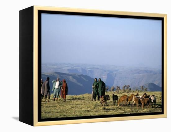 Shepherds at Geech Camp, Simien Mountains National Park, Unesco World Heritage Site, Ethiopia-David Poole-Framed Premier Image Canvas