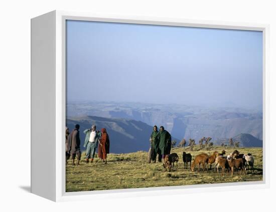 Shepherds at Geech Camp, Simien Mountains National Park, Unesco World Heritage Site, Ethiopia-David Poole-Framed Premier Image Canvas