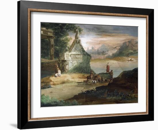 Shepherds in Imaginary Landscape-Giuseppe Bernardino Bison-Framed Giclee Print